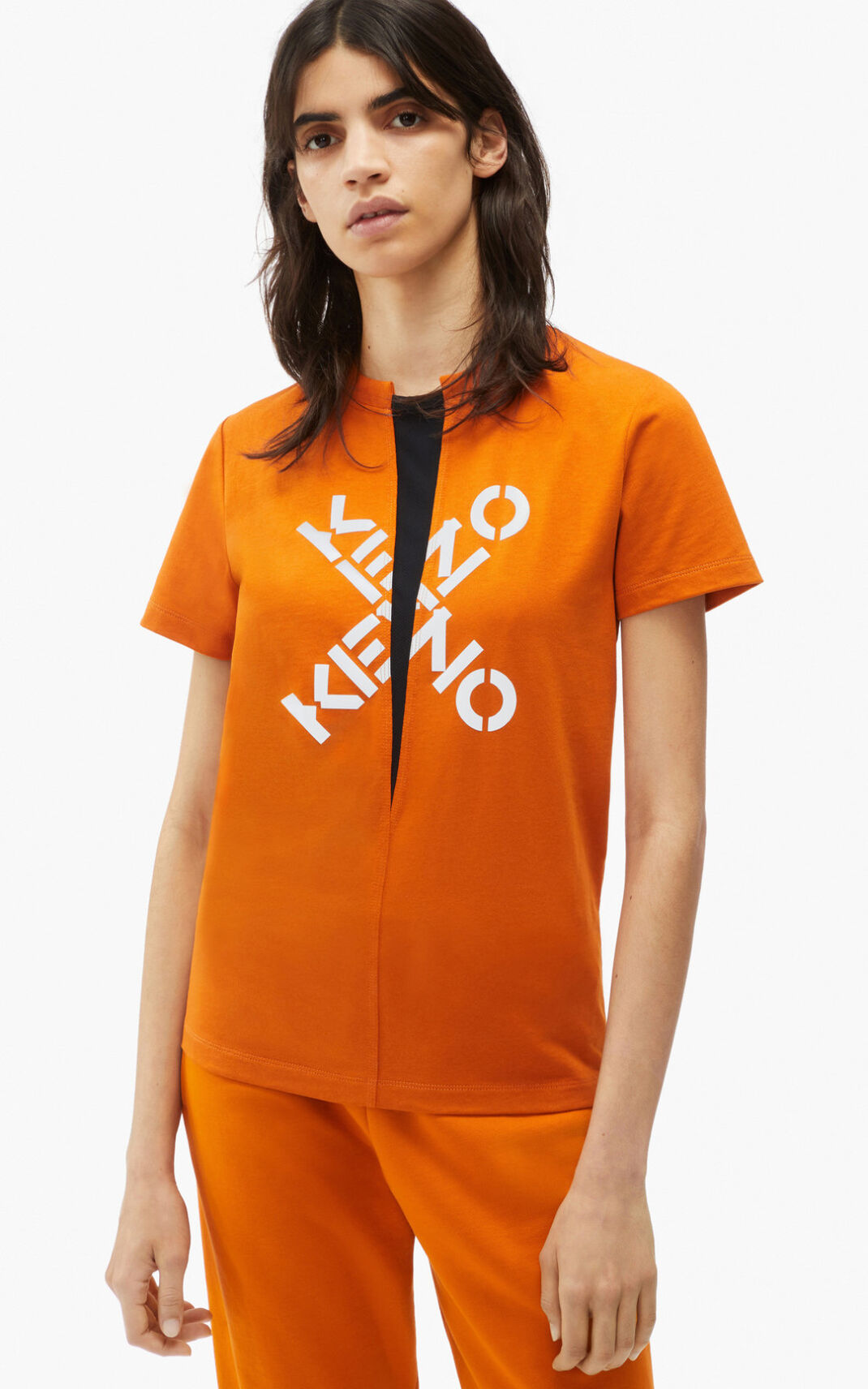 Kenzo Big X Sport T Shirt Deep Orange For Womens 1243RJXUP